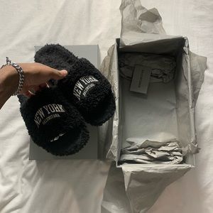 Balenciaga Fur Slide / Size 8.5 / 41 / Color: Black & White.